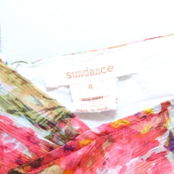 Sundance Silk Floral Ruffled V-Neck Havana Dress Orange Women's Size 4 H11297 - Picture 6 of 11